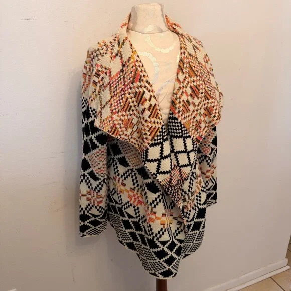 Highness Patterned Open Front Cardigan OSFA 100% Acrylic NWT - Picture 2 of 8